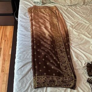 Beautiful saworski crystal saree shaded coffee brown with blouse